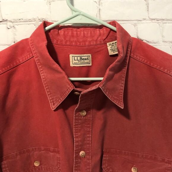 L.L. Bean Red Long Sleeve Button Up Men's Sz XXL - Picture 2 of 8